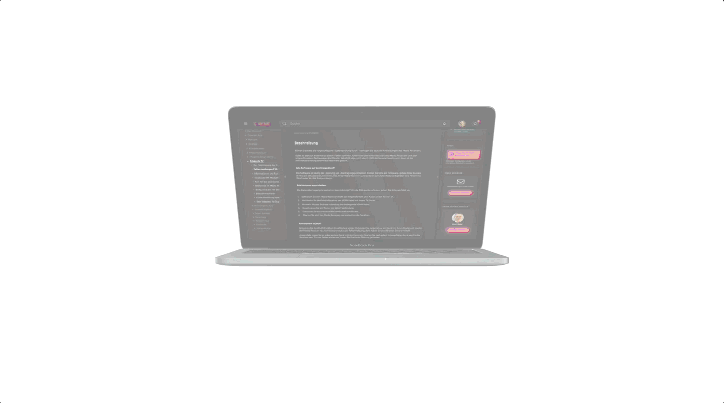 Animierter Prototyp von Magenta Infos auf einem Laptop.